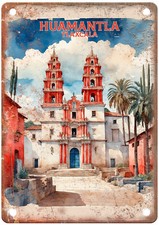 Póster de viaje vintage Huamantla Tlaxcala México aspecto retro letrero de metal T3318