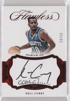 2016-17 Panini Flawless Premium Ink Ruby 13/15 Dell Curry #PI-DC Auto 3d3