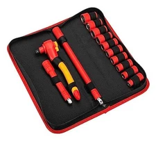 13-Piece VDE Tool Set, Insulated Ratchet, Sockets, Extensions, High 13 Piece