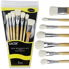 Gilding Brush Set, 7 Pieces Versatile Goat Hair Blending Mop Brushes for Acry...