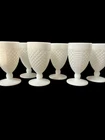 Vintage White Hobnail Milk Glass Goblets Set of 6 Footed Wine Water Tea Glasses