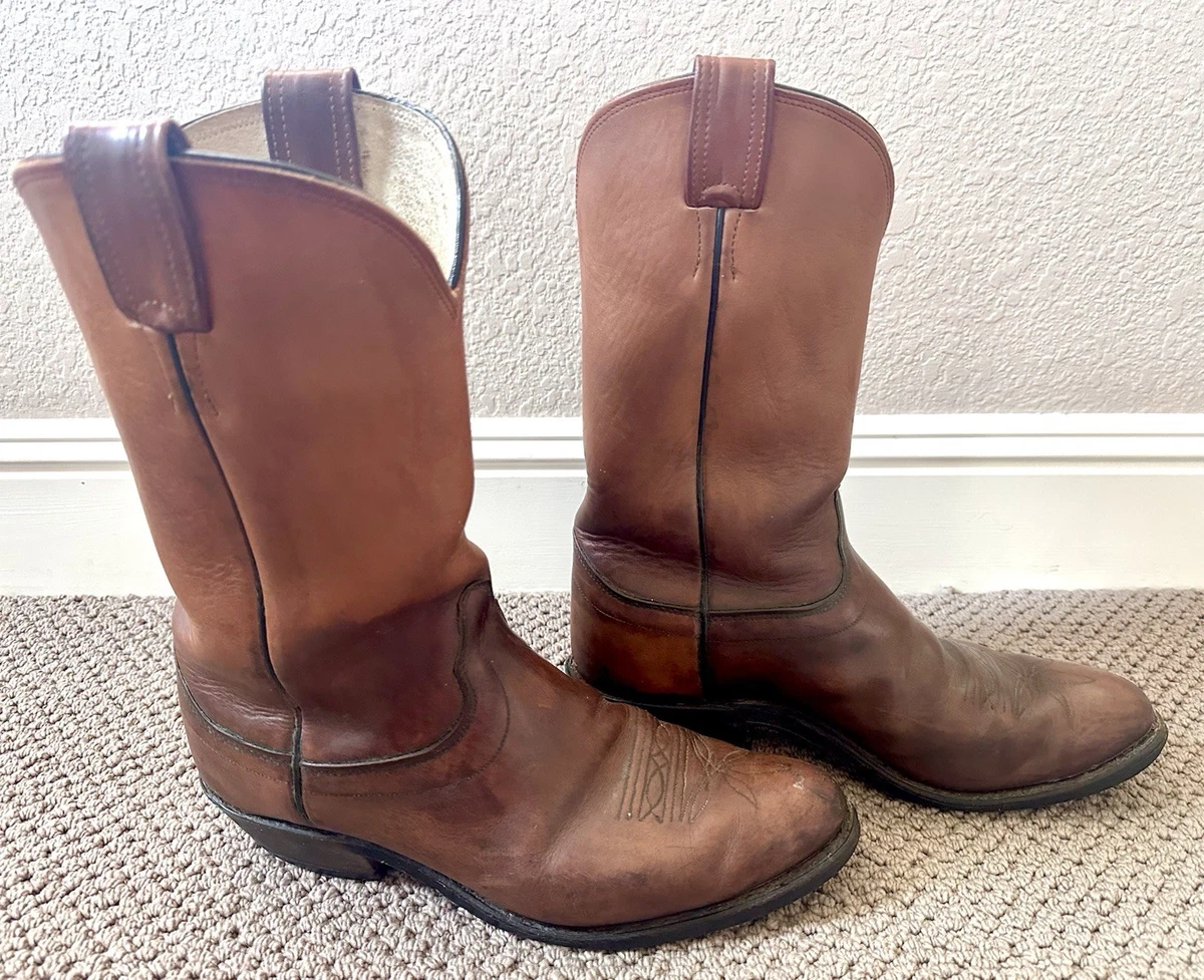 VTG Olathe Boot Company Honey Brown Calfskin Leather Western Boots Men Sz 8.5 Brown Olathe Western Boots for Men | eBay main image 2