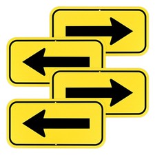 4-Pack 12" x 6" Black Aluminum Reflective One-way Arrow Sign Yellow/Black 