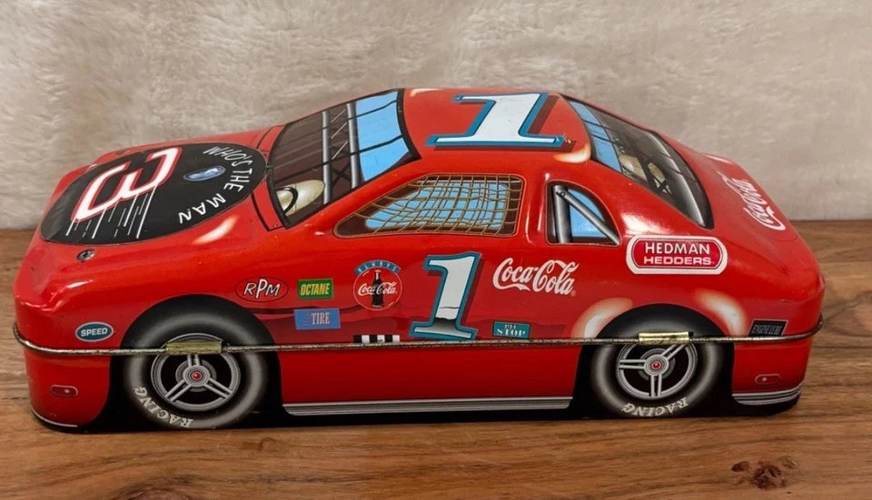1998 Coca Cola Collectible # 1 Red Racing Car With Lid #3 Sticker on hood - Image 4 of 4