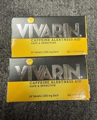 2 New Boxes VIVARIN Caffeine Pills 24 Tablets Per Box Exp 8/2027