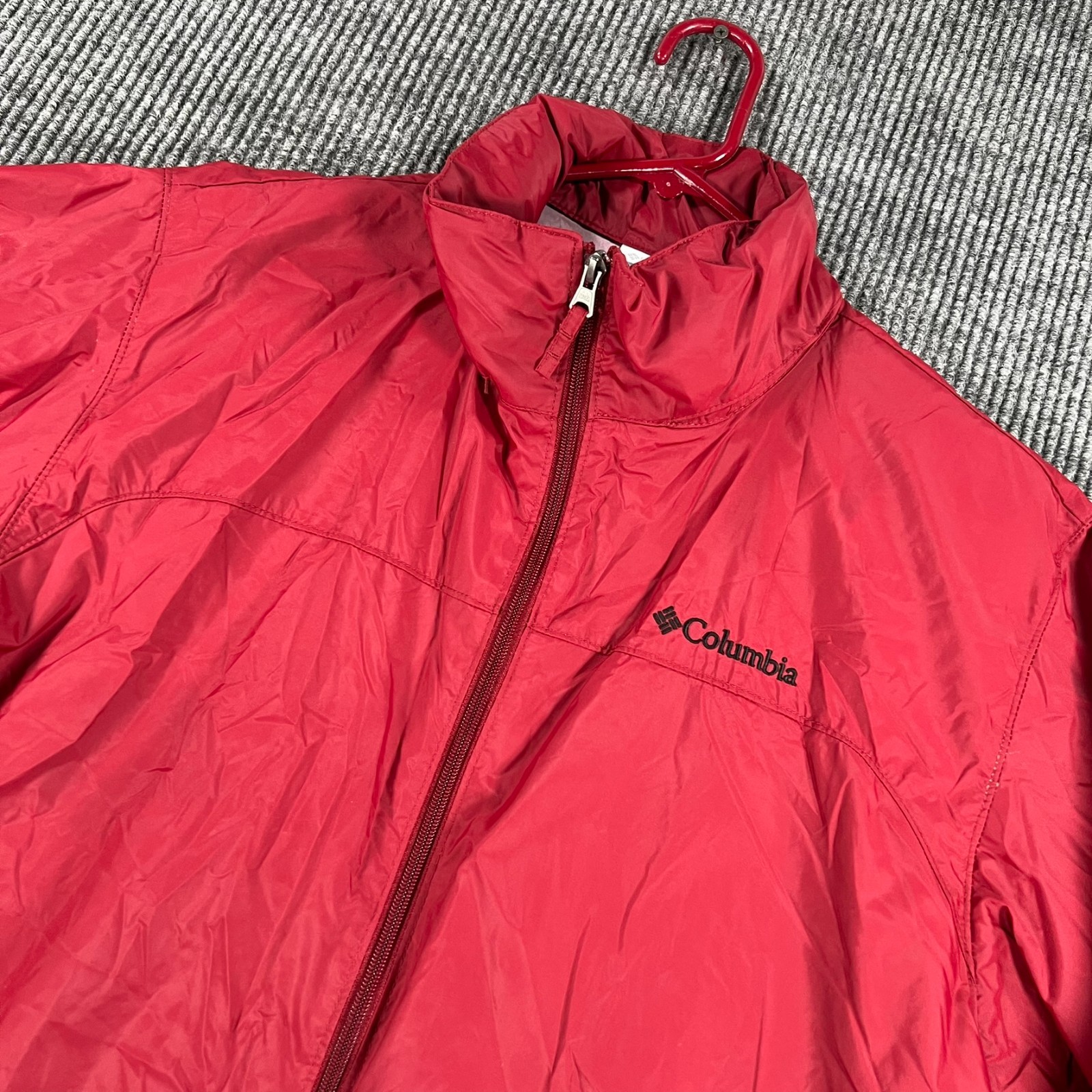 Columbia Jacket Mens Large Red Long Sleeve Full Zip Packable