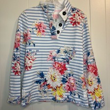 Joules Floral Striped Coastal Spring Collared Sweatshirt Size 4