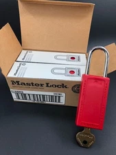Lot of 6 - Master Lock - 411KA - Red Safety Lockout Keyed Padlocks - New in Box