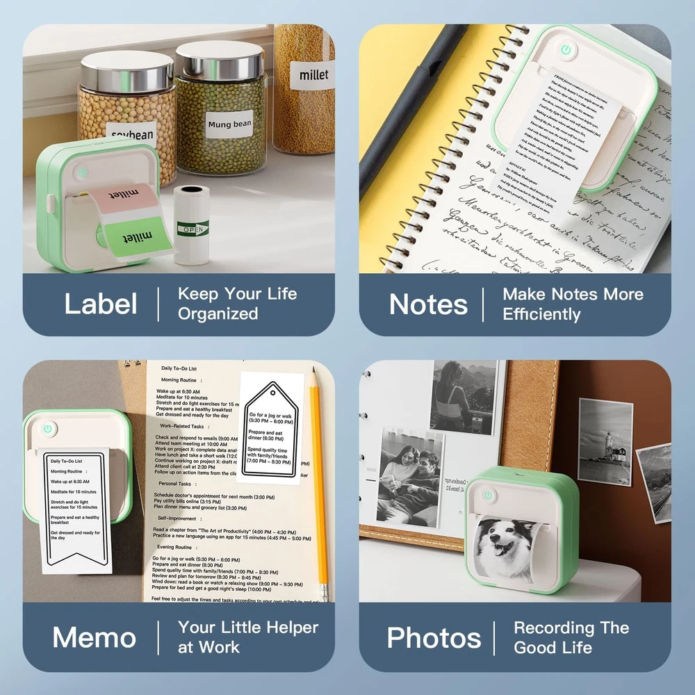Portable HD Mini Label Maker Machine with 7 Rolls Sticker Paper