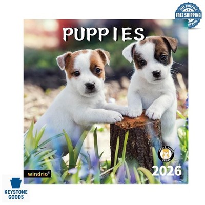 2026 Wall Calendar - Puppy Dog Design, 12x24 Inch, Organize & Plan