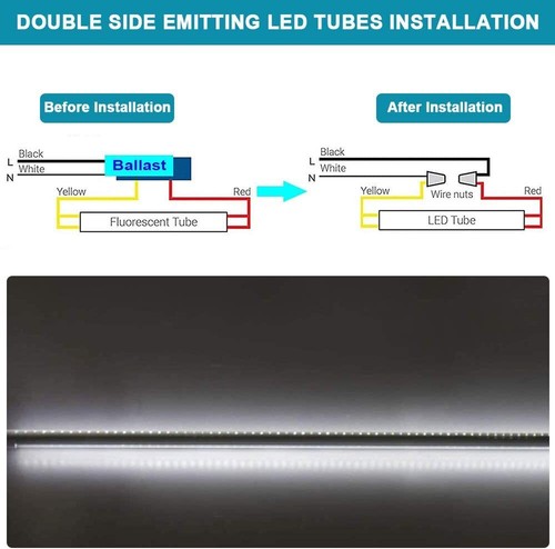 T8 Rotatable 42W 6FT LED Shop Lights R17D/HO 6 Foot LED Tube Light Bulbs 6000K - Picture 9 of 10