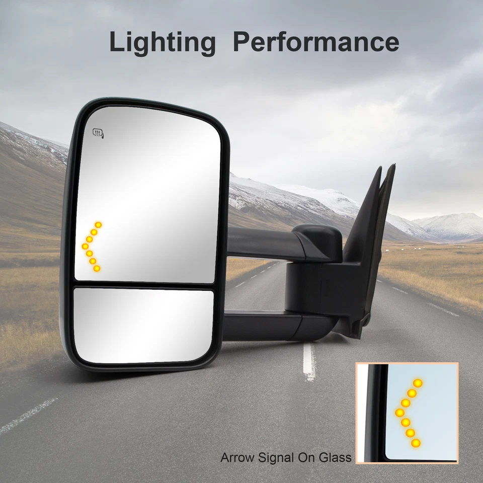 Par de espejos retrovisores laterales de remolque señal térmica eléctrica para Chevy Silverado 3500HD 2003-2006 Foto 3 de 4