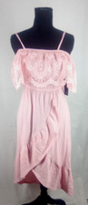Small Pink Cold Shoulder Lace Open Back Maxi Dress New