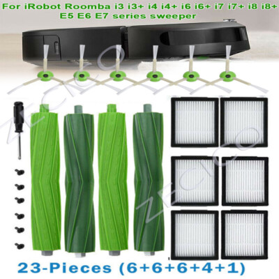 Kit Accessoires De Rechange Pour Roomba I/E Série (i3/i4/i6/i7/i8, E5/E6/E7) – 4 Brosses Caoutchouc, 10 Filtres, 10 Brosses Latérales, 10 Sacs