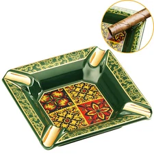 Lubinski Luxury Ceramic Cigar Ashtray 4CT Holder Large Square Art Deco Gift Box