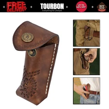TOURBON Leather 3.5in Pocket Knife Sheath Knives Case Belt EDC Pouch Camping USA