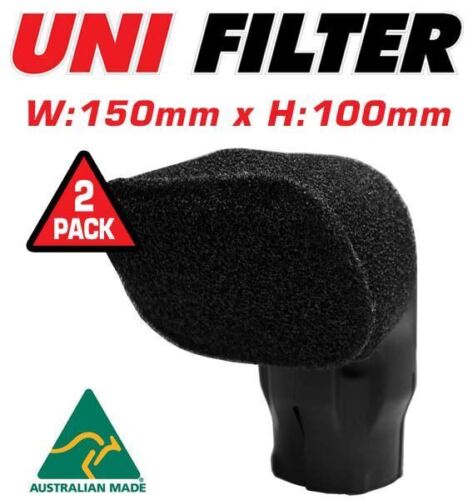 Unifilter 2 x Snorkel Ram Head 150mm W x 100mm H Cover Pre Cleaner Filter Black - Picture 1 of 3