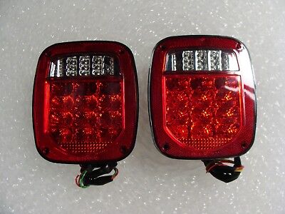 2-4"CLEAR Red Stop Turn & Tail lights with 2-2" 9 LED Backup Lights Jeep CJ TJ