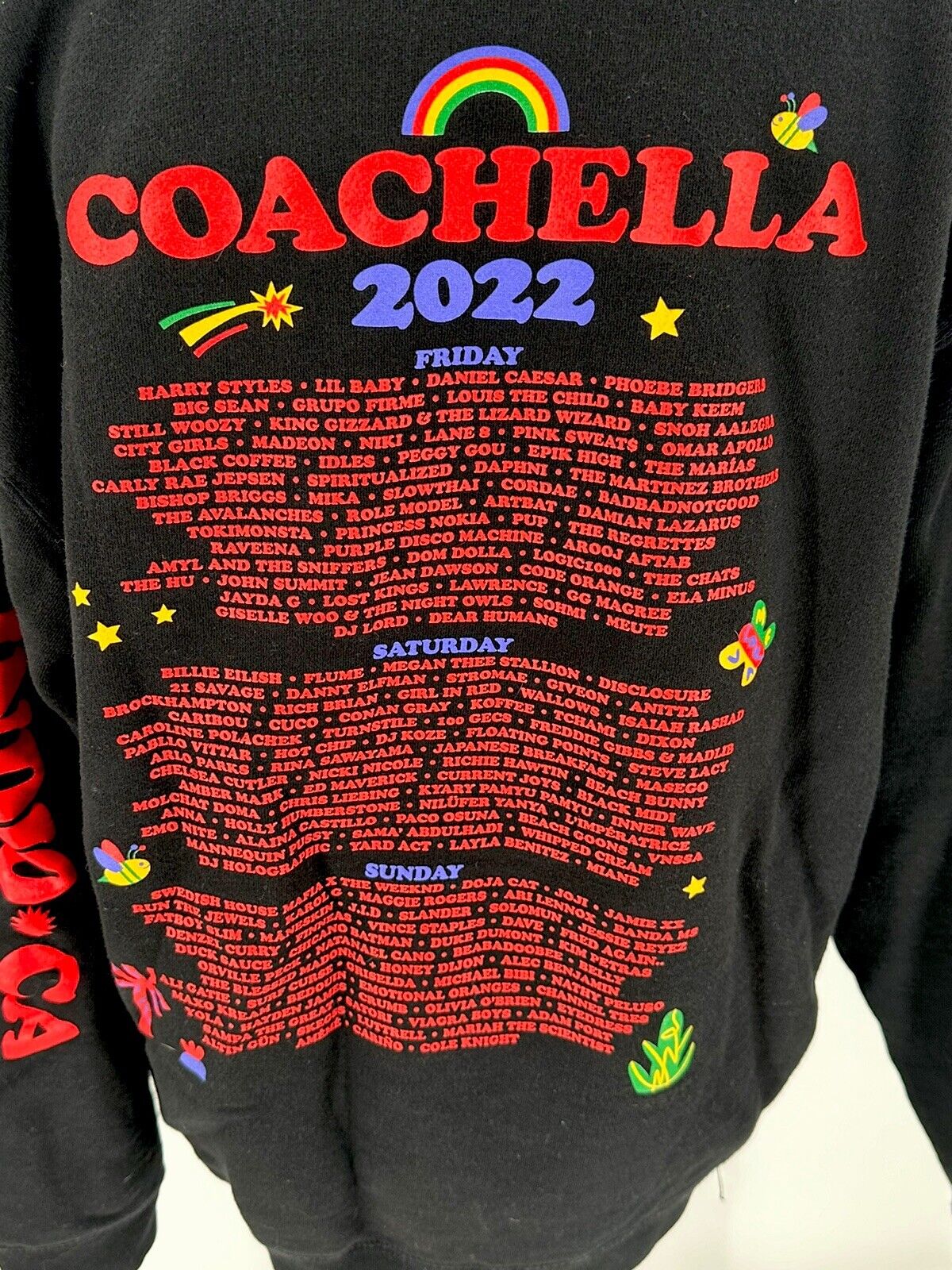 Coachella 2022 Official Hoodie Sweatshirt Black Concert Line Up Medium Men's