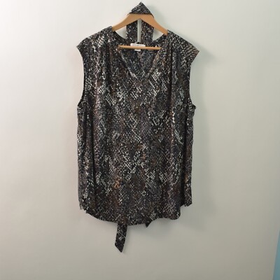 Liz Claiborne Blouse Tank Top Womens 3X Polyester With Separate Tie Belt