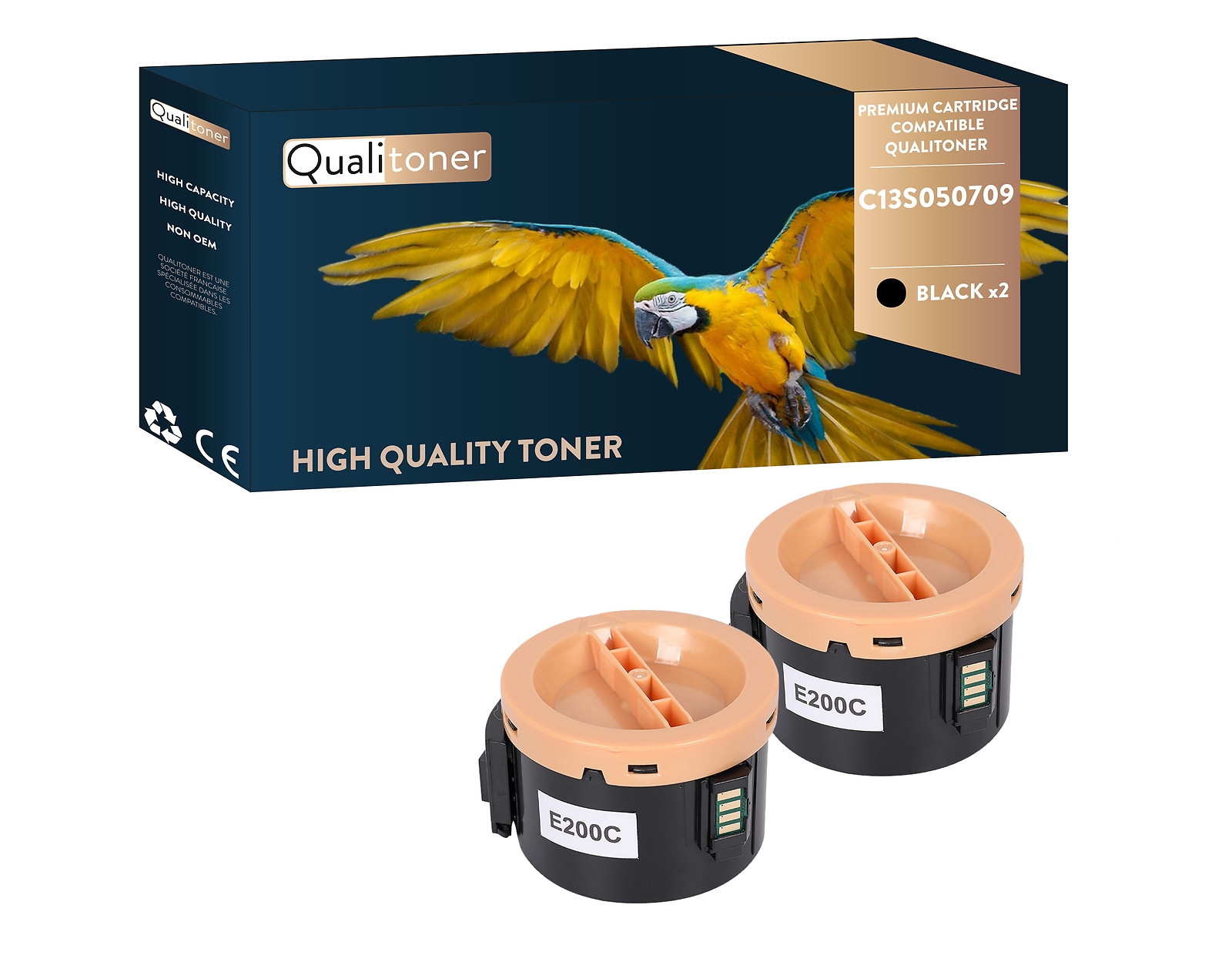 Toner EPSON C13S050709 noir compatible Qualitoner x2 pack cartouche laser pour imprimante