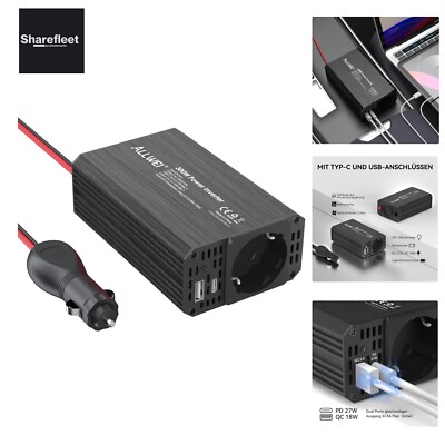 300 W Inverter 12 V to 230 V Voltage Converter, Power Converter with Type C &...