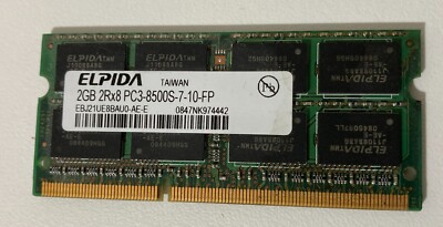2GB 2Rx8 PC3-8500S Elpida EBJ21UE8BAU0-AE-E DDR3 Ram SO-DIMM