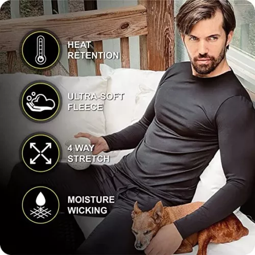 Herren Thermo Long Johns Warme Unterwäsche Top + Hose 2-teiliges Set Basisschicht - Bild 3 von 32