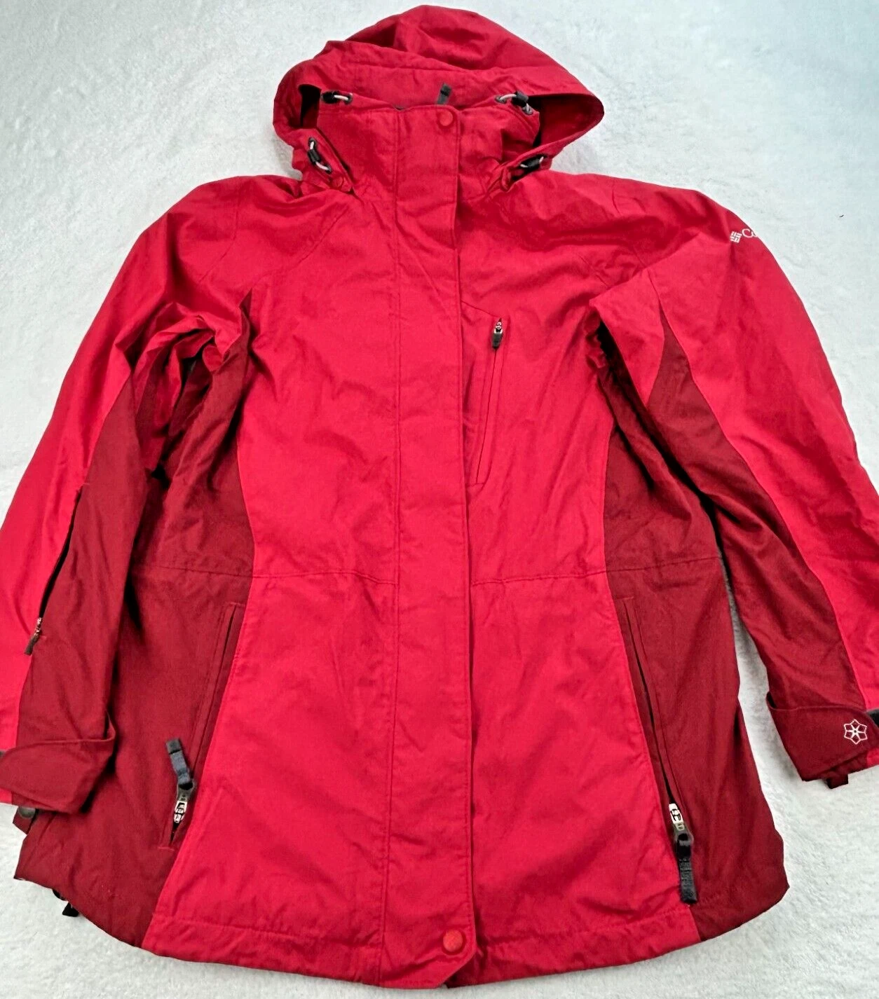 COLUMBIA VERTEX CORE INTERCHANGE Jacket Women M Red LS Colorblock Ripstop