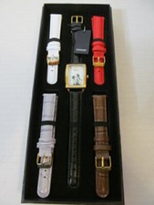 Disney Mickey Mouse Face Watch Set with 5 Genuine Leather Bands