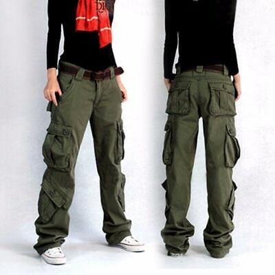 Womens Loose Pants Cargo Hip Hop Trousers Outdoor Military Pocket Vintage Black
