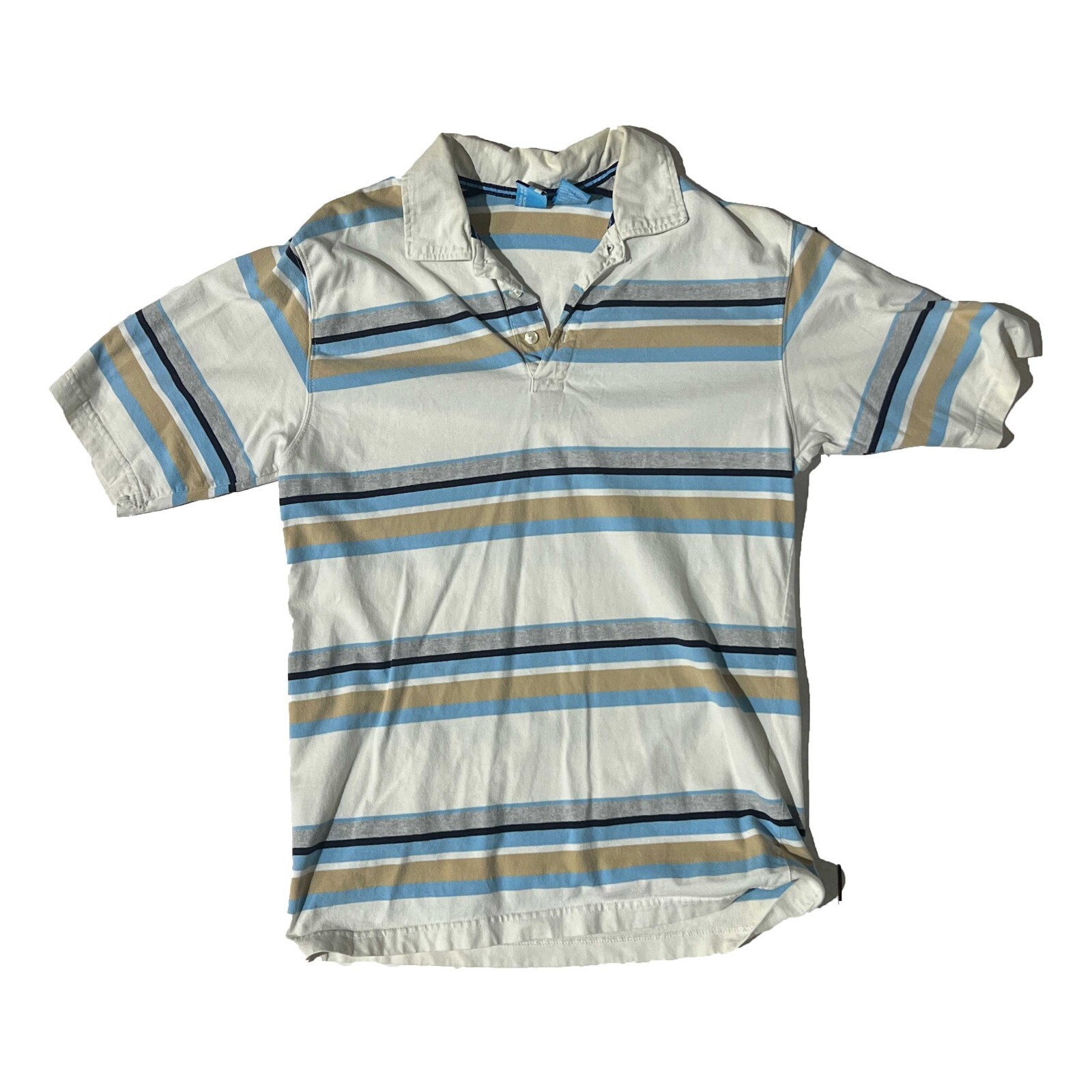 PHYS SCi Men White Striped Collared Button Up Pol… - image 1