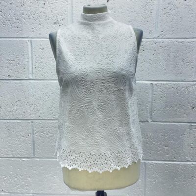 NEXT WHITE FLORAL PAISLEY VEST TOP EMBOSSED PRINT