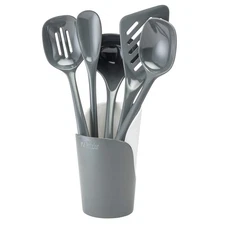 Hutzler Melamine Cooking Utensils and Crock Set, 6-pc, Gray