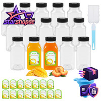 Plastikflaschen 250Ml 15 StüCk Wiederverwendbar Mit Deckel FüR Saft Smoothies
