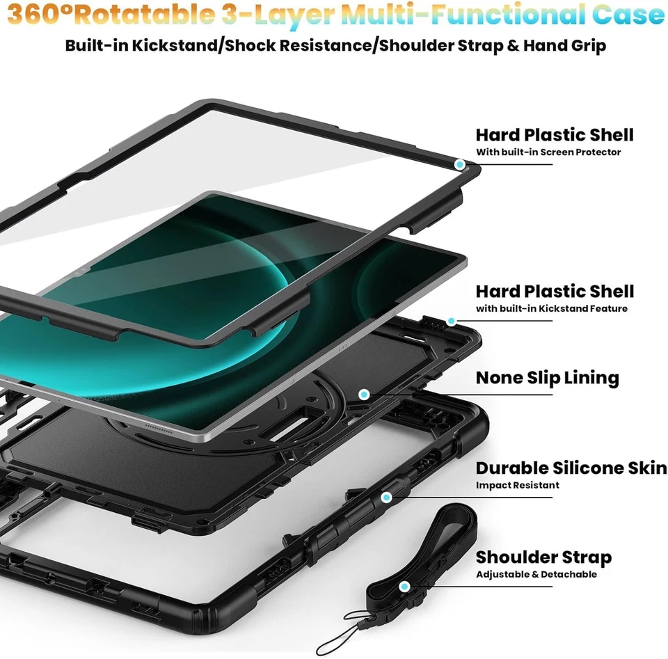 Case for Samsung Galaxy Tab S10 /S9 /S8 Ultra 14.6" w/ Built-in Screen Protector - Image 3 of 4