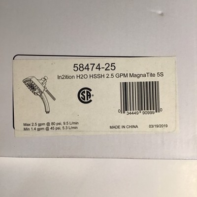 Delta 58474-25 In2ition H2O HSSH 2.5 GPM Magna Tite 5S 2 In 1 Shower/Handshower