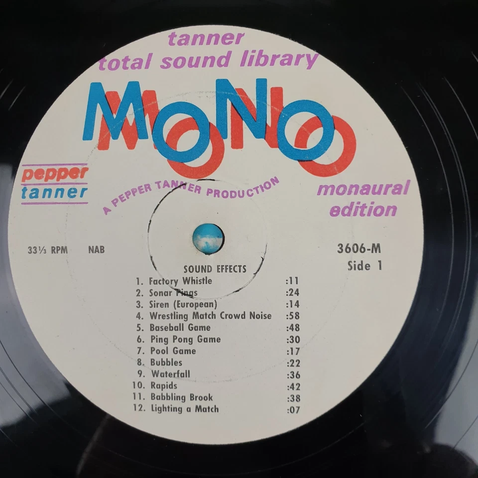 Tanner Total Sound Library - Stereo 33 RPM Vinyl LP Record, Sound Effects, Mono - Image 4 of 4