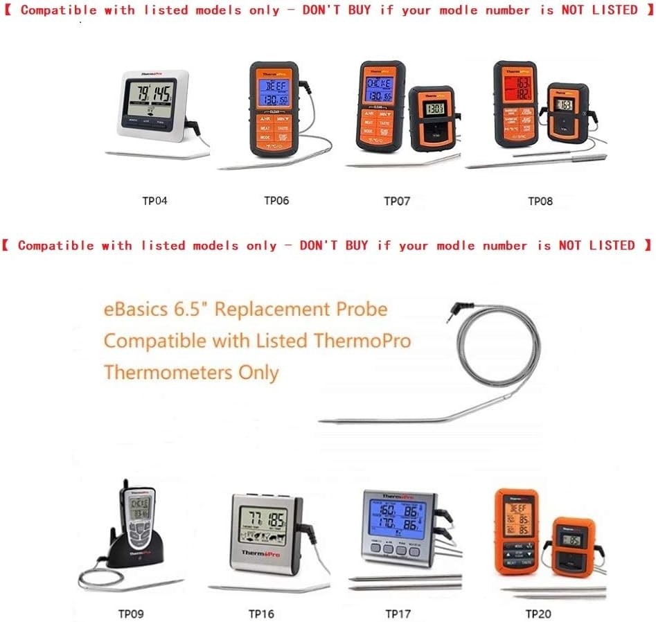 BBQ Meat Thermometer Probe for ThermoPro TP25 TP20 TP07 TP08 TP16 TP17 TP06S