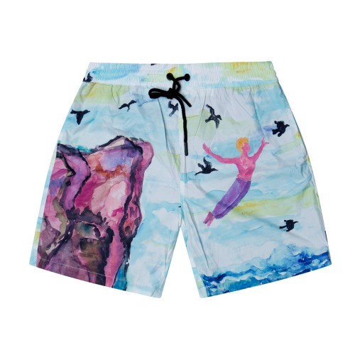 KidSuper X Steve Aoki Watercolor Swim Trunks