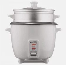 Brentwood 8 Cup Rice Cooker / Non-Stick With Steamer In White