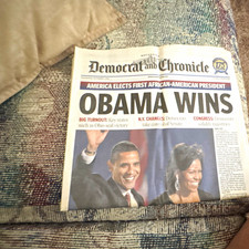 Democrat and Chronicle Newspaper "OBAMA WINS" Headline Edition Newspaper