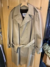 Vintage Whaling Mfg Co Coat Mens 48 Long Tan Faux Lined Double Breasted Belt USA