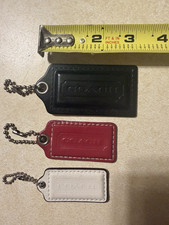 Coach hang tag lot set black acrylic red and white leather huge