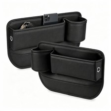 2-Pack Car Seat Gap Organizer with Cup Holders, PVC Leather