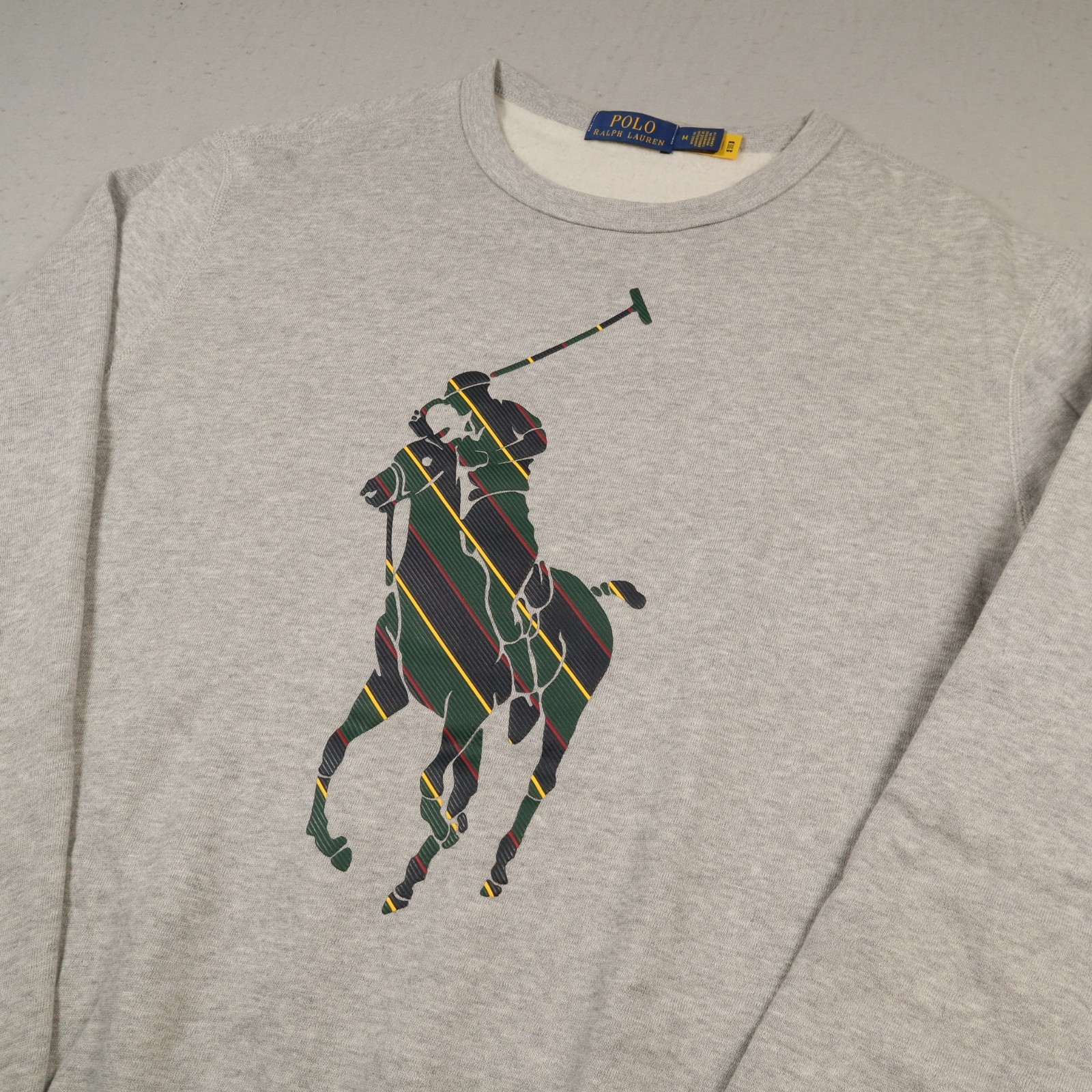 Polo Ralph Lauren Felpa Uomo Media Grande Pony Girocollo Tartan Plaid