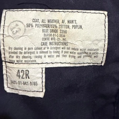 Vintage 1980's  U.S. Air Force all-weather military overcoat Navy image 5