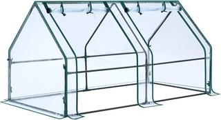 Mini Greenhouse for Outdoor 180x91x91 cm 2 Roll Up Zipper Doors AU.