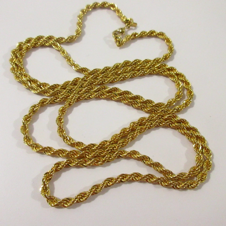 Corrente de corda francesa torcida tom dourado grande 36" longa Monet resistente robusta presente ousado - Imagem 2 de 4