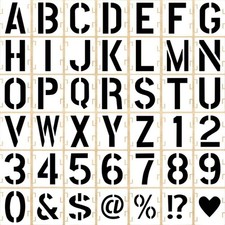 2 Inch 42 Pcs Reusable Letter Number Symbol Stencils, 2 inch  White  , White